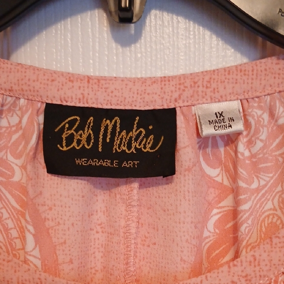 Bob Mackie Coral Lace Pattern Blouse - Picture 2 of 5